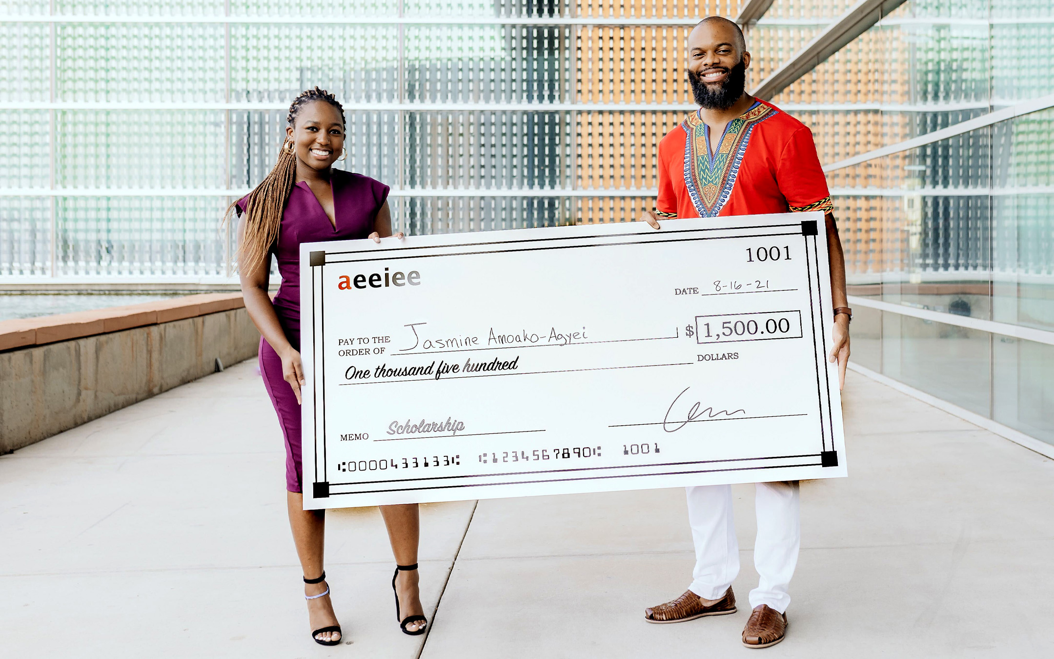 Aeeiee awards $1500 scholarship to intern, Jasmine Amoako-Agyei to launch new startup